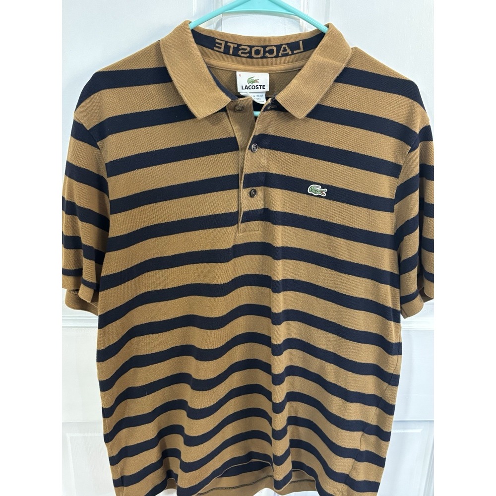 Lacoste Preppy Polo 6 Brown And Blue Stripe